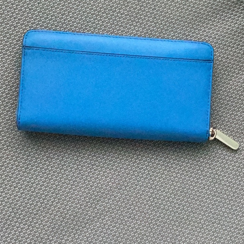 NWT Kate Spade Puffy Tide Pool Blue Zip Around Continental Wallet Summer Beachy - Picture 4 of 7